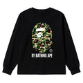 BAPE Style "BY BATHING APE" Camo Ape Head Long-Sleeve Tee - Black/Green