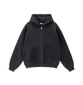 Kanye West-Inspired Heavyweight Fleece Zip-Up Hoodie – Black