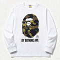 BAPE Style "BY BATHING APE" Camo Ape Head Long-Sleeve Tee - White/Yellow