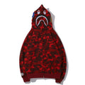 BAPE Fall Winter Shark Red Camo Full‑Zip Hoodie