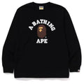 BAPE Style Collegiate Arc Logo & Ape Head Long-Sleeve Tee - Black