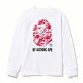 BAPE Style "BY BATHING APE" Camo Ape Head Long-Sleeve Tee - White/Pink