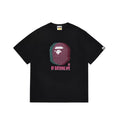 BAPE Style Glitch Colorblock Ape Head Short-Sleeve Tee - Black