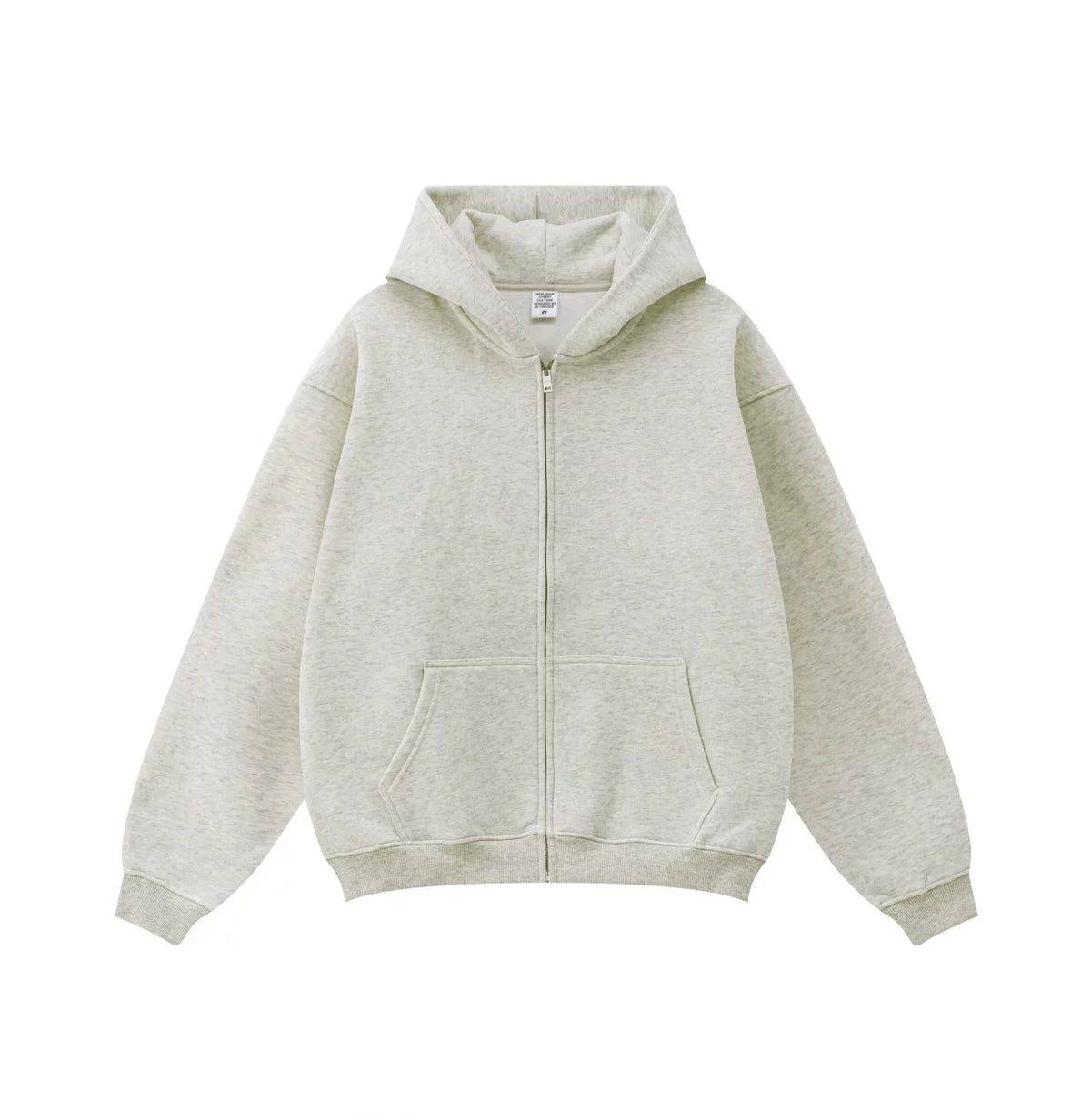 Kanye West-Inspired Heavyweight Fleece Zip-Up Hoodie – Oatmeal