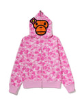 BAPE Fall Winter Baby Milo Pink Camo Full‑Zip Hoodie