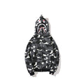 BAPE  Fall Winter Shark Glow‑in‑the‑Dark Camo Full‑Zip Hoodie