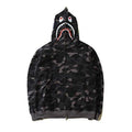 BAPE  Fall Winter Shark Black Grey Camo Full‑Zip Hoodie