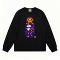 BAPE Style Baby Milo Peeking on Camo Ape Head Long-Sleeve Tee - Black/Purple